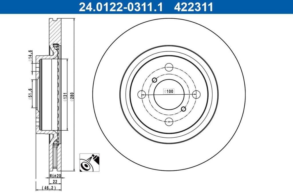 Disques de frein ATE ref. 24.0122-0311.1