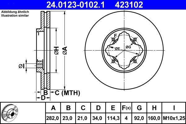 Disques de frein ATE ref. 24.0123-0102.1