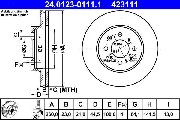 Disques de frein ATE ref. 24.0123-0111.1