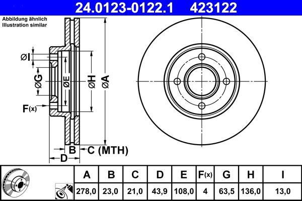 Disques de frein ATE ref. 24.0123-0122.1
