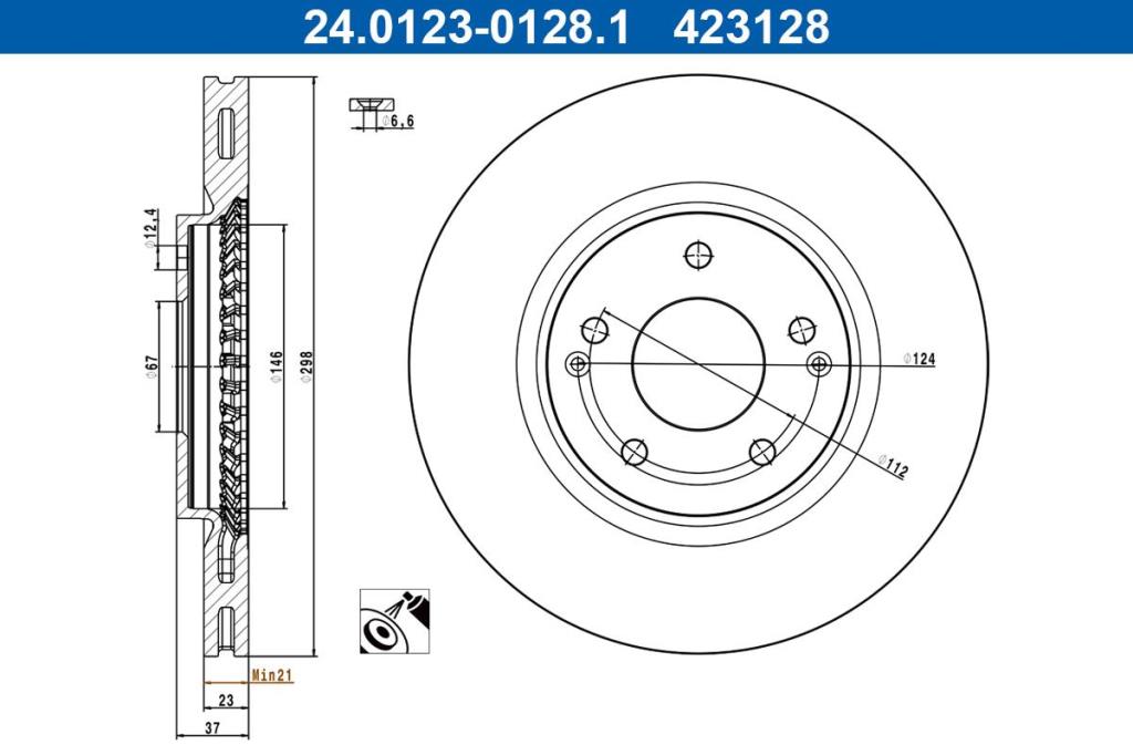 Disques de frein ATE ref. 24.0123-0128.1