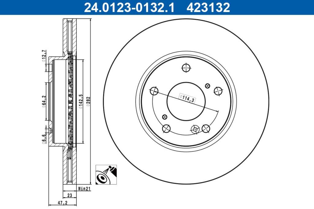 Disques de frein ATE ref. 24.0123-0132.1