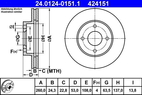 Disques de frein ATE ref. 24.0124-0151.1