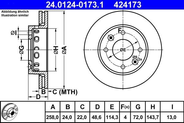 Disques de frein ATE 24.0124-0173.1