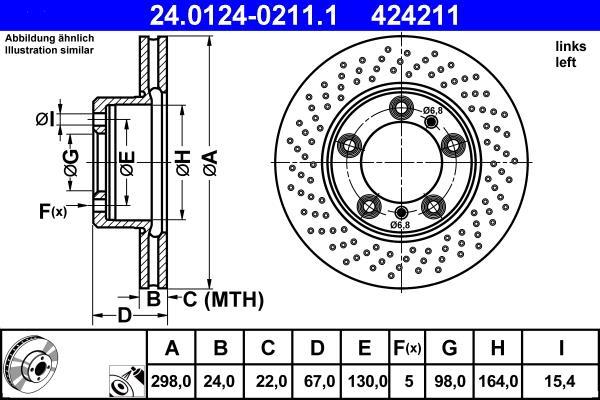Disque de frein avant gauche ATE ref. 24.0124-0211.1