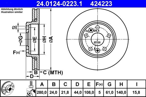 Disques de frein ATE ref. 24.0124-0223.1