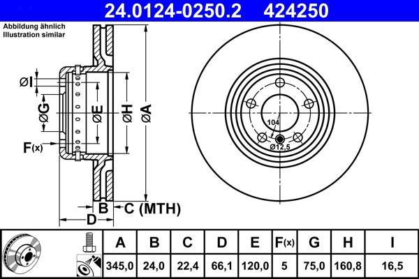 Disques de frein ATE ref. 24.0124-0250.2