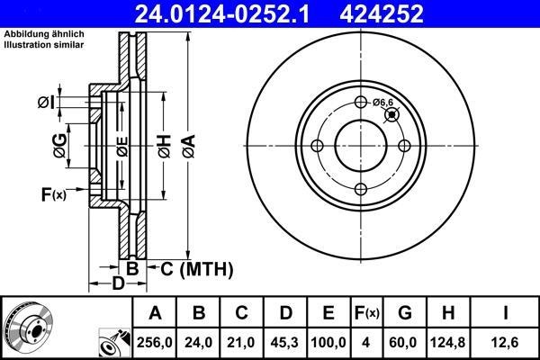 Disques de frein ATE ref. 24.0124-0252.1