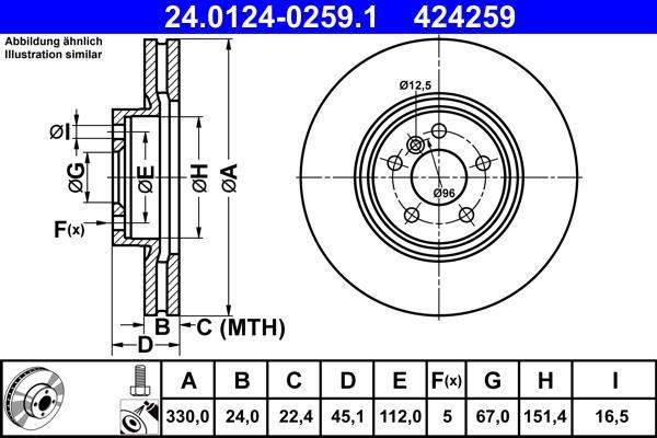 Disques de frein ATE ref. 24.0124-0259.1