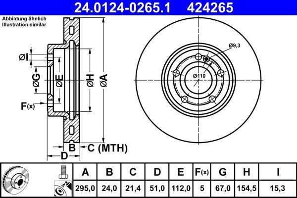 Disques de frein ATE ref. 24.0124-0265.1