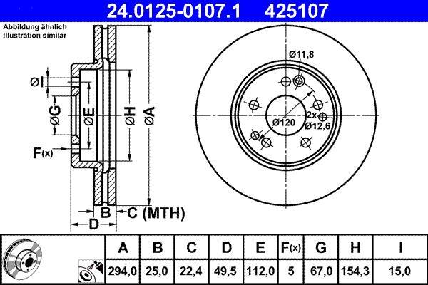 Disques de frein ATE ref. 24.0125-0107.1
