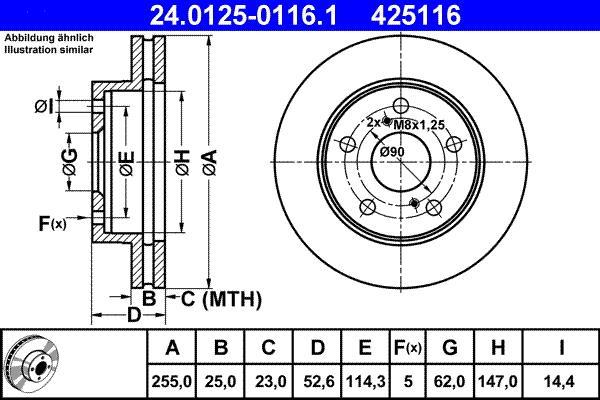 Disques de frein ATE ref. 24.0125-0116.1