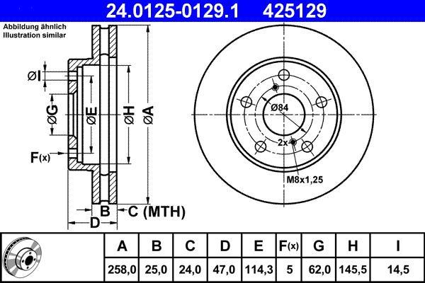 Disques de frein ATE ref. 24.0125-0129.1
