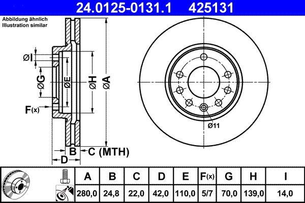 Disques de frein ATE ref. 24.0125-0131.1