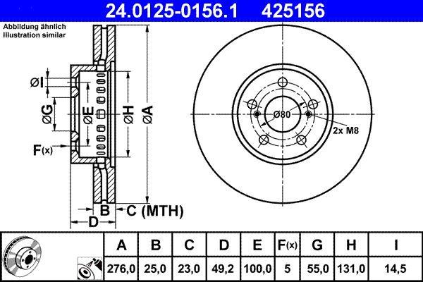Disques de frein ATE ref. 24.0125-0156.1