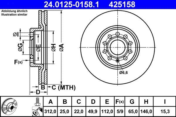 Disques de frein ATE ref. 24.0125-0158.1