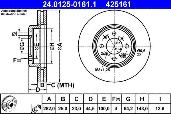 Disques de frein ATE ref. 24.0125-0161.1