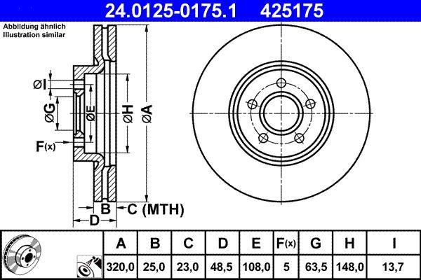 Disques de frein ATE 24.0125-0175.1