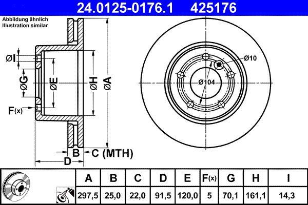 Disques de frein ATE ref. 24.0125-0176.1