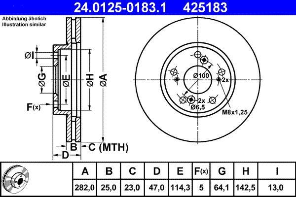 Disques de frein ATE ref. 24.0125-0183.1