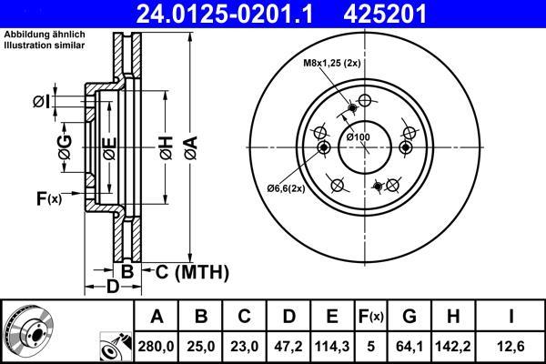 Disques de frein ATE ref. 24.0125-0201.1