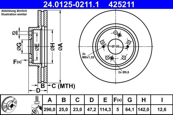 Disques de frein ATE ref. 24.0125-0211.1