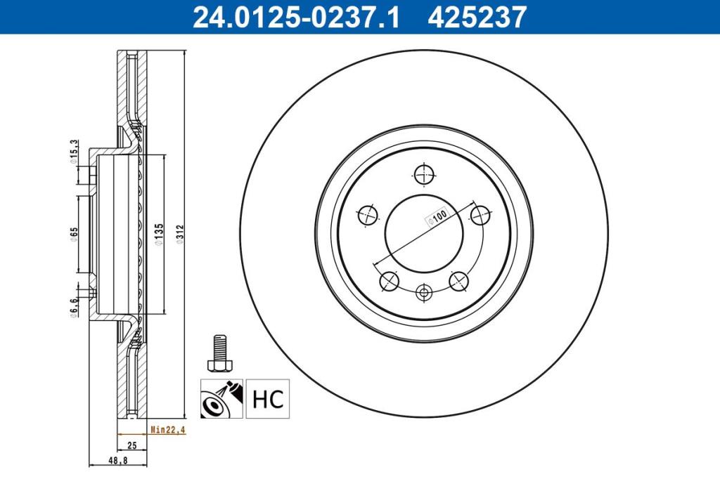 Disques de frein ATE ref. 24.0125-0237.1