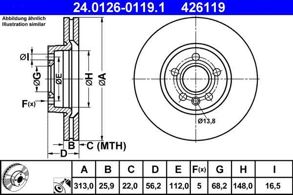 Disques de frein ATE ref. 24.0126-0119.1