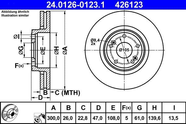Disques de frein ATE ref. 24.0126-0123.1