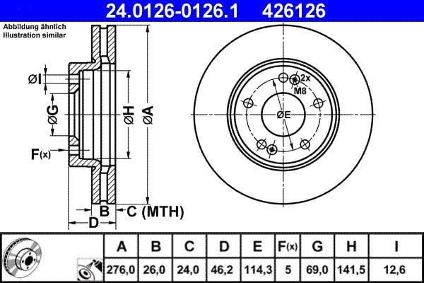 Disques de frein ATE ref. 24.0126-0126.1