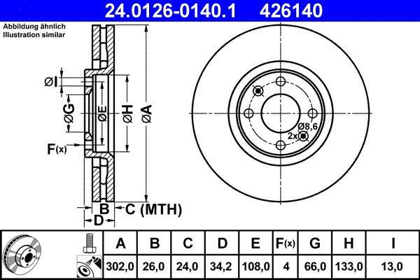 Disques de frein ATE ref. 24.0126-0140.1
