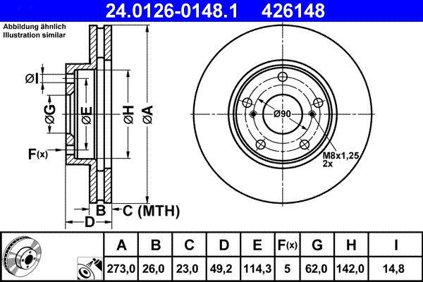 Disques de frein ATE ref. 24.0126-0148.1