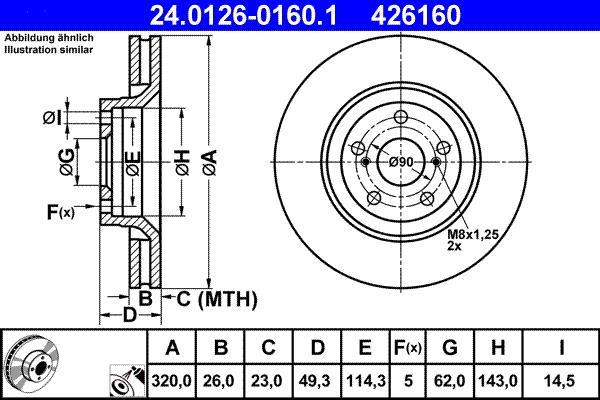Disques de frein ATE ref. 24.0126-0160.1