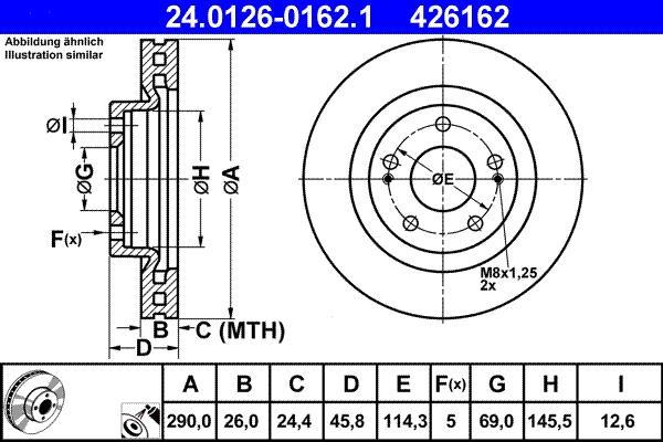 Disques de frein ATE ref. 24.0126-0162.1