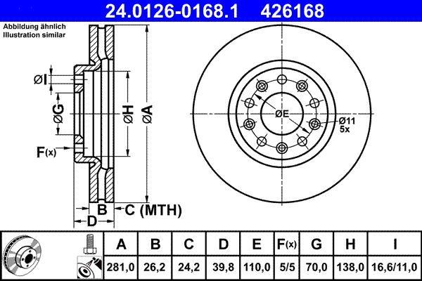 Disques de frein ATE ref. 24.0126-0168.1