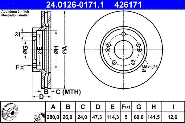 Disques de frein ATE ref. 24.0126-0171.1