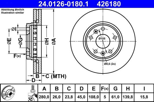 Disques de frein ATE 24.0126-0180.1