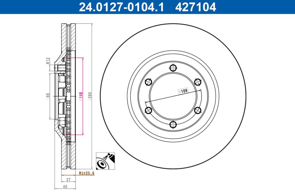 Disques de frein ATE ref. 24.0127-0104.1