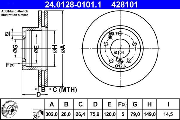Disques de frein ATE ref. 24.0128-0101.1