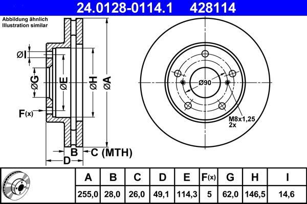 Disques de frein ATE ref. 24.0128-0114.1
