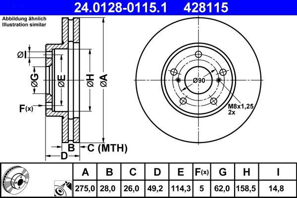 Disques de frein ATE ref. 24.0128-0115.1