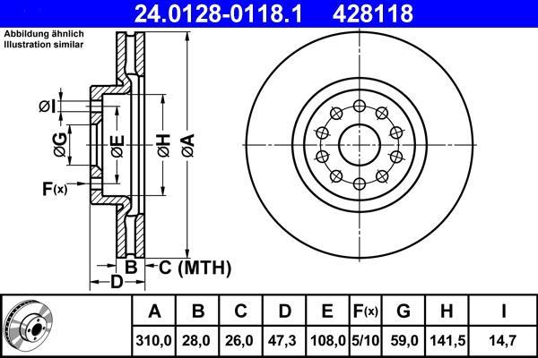 Disques de frein ATE ref. 24.0128-0118.1