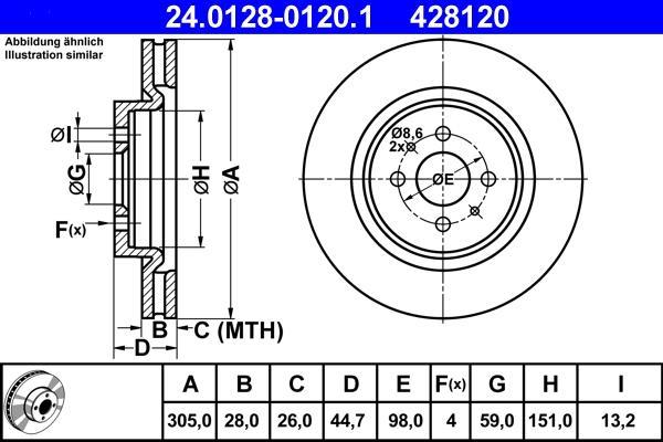 Disques de frein ATE ref. 24.0128-0120.1