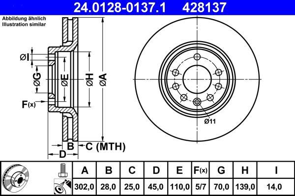 Disques de frein ATE ref. 24.0128-0137.1