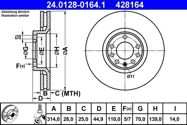 Disques de frein ATE ref. 24.0128-0164.1