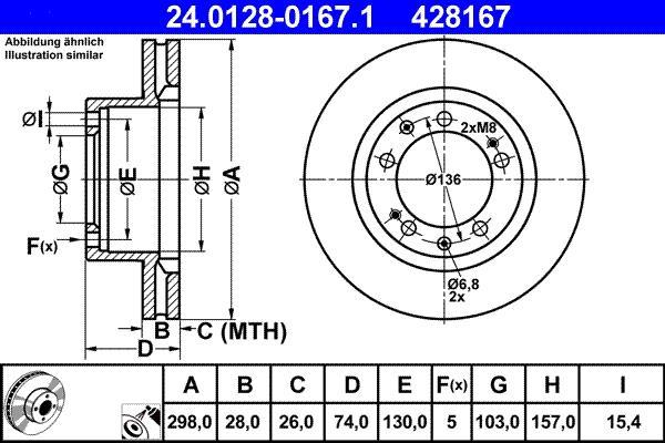 Disques de frein ATE ref. 24.0128-0167.1