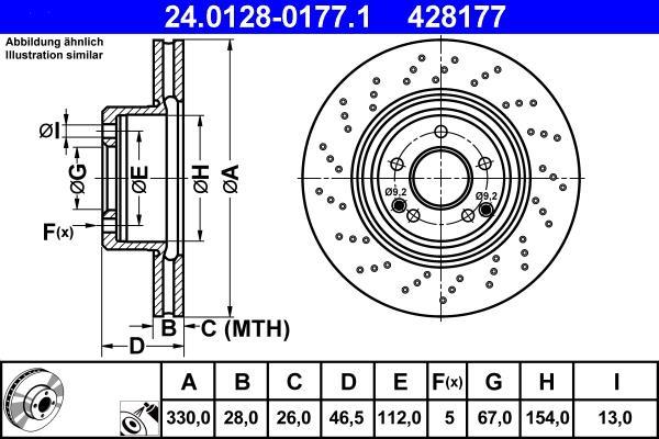 Disques de frein ATE ref. 24.0128-0177.1