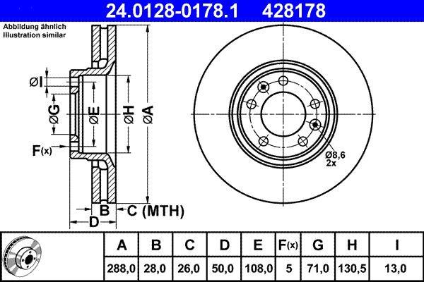Disques de frein ATE ref. 24.0128-0178.1