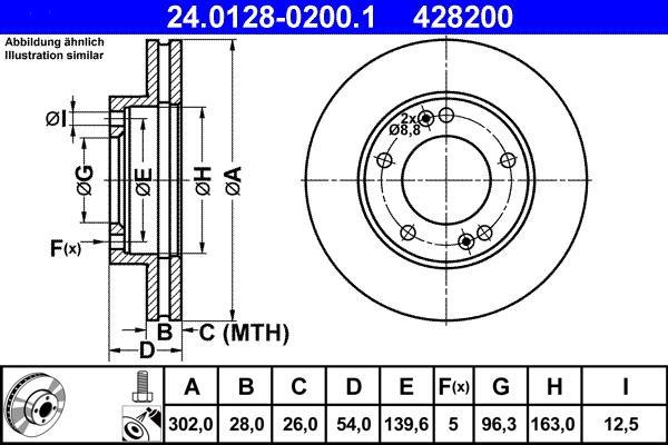 Disques de frein ATE ref. 24.0128-0200.1