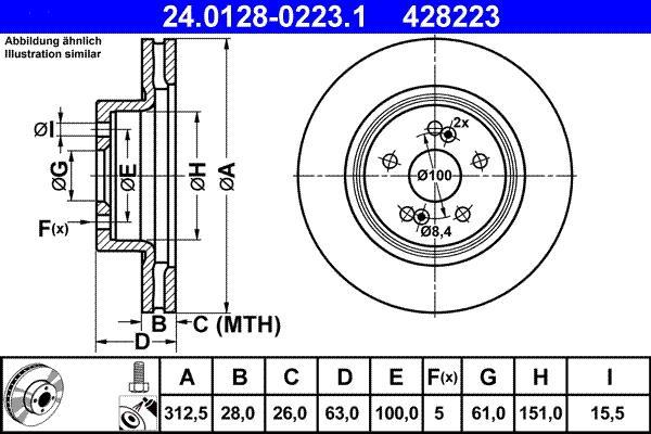 Disques de frein ATE ref. 24.0128-0223.1